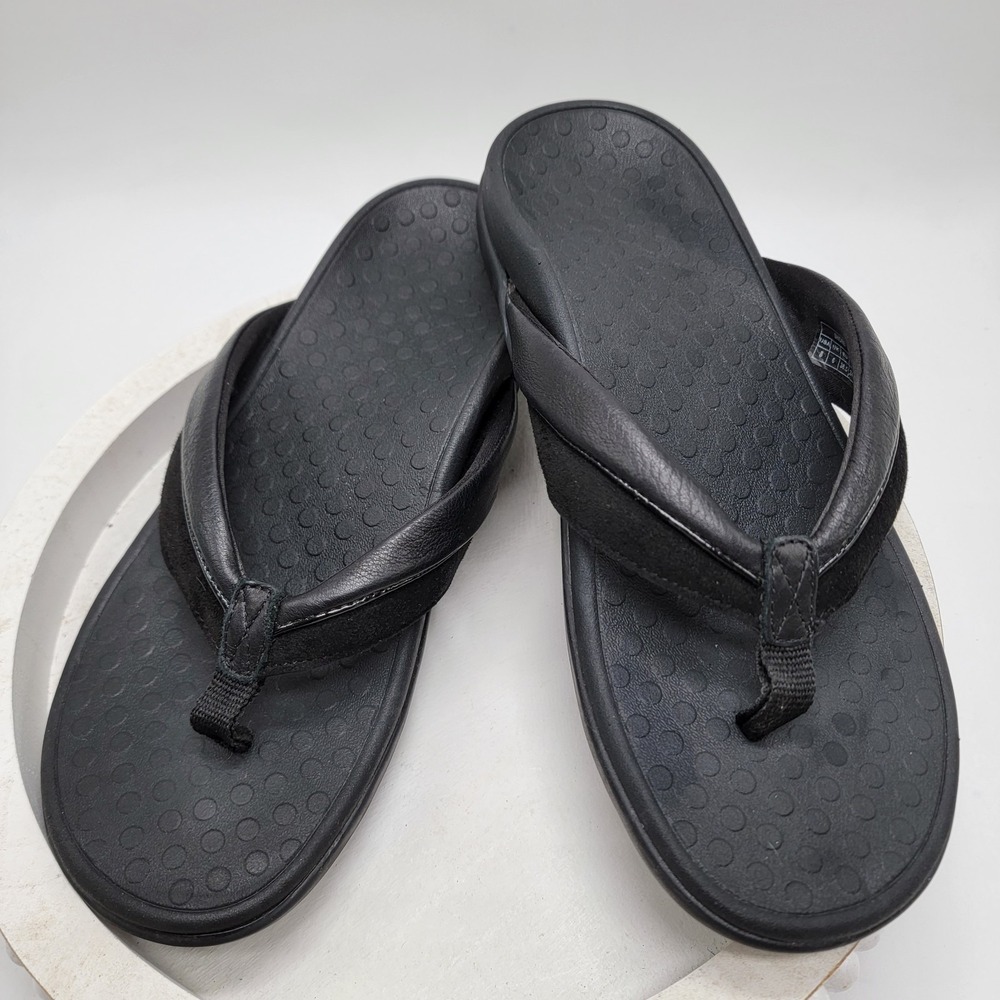 Vionic Shore Black Suede Womens Sandals w/Arch Support US 9 NWOB